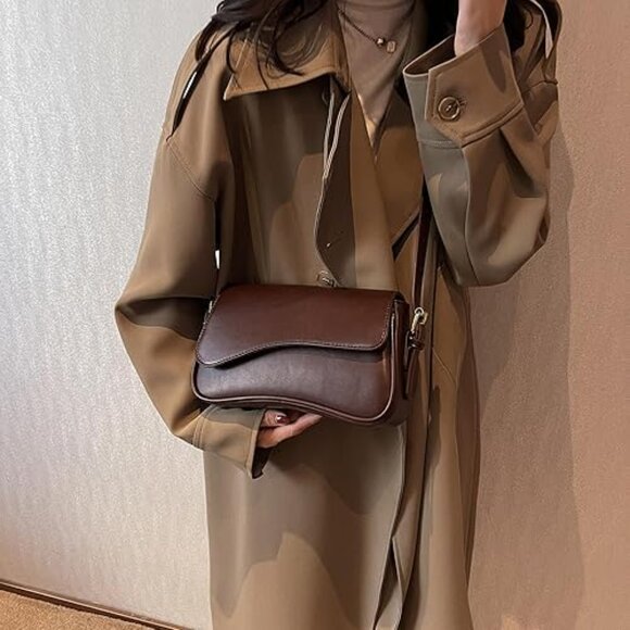 Neiman Marcus Coffee Vegan Leather Purse - Picture 1 of 4